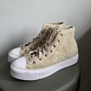 Converse Chuck Taylor All Star Sherpa High Top Sneakers Beach Platform Women’s 8
